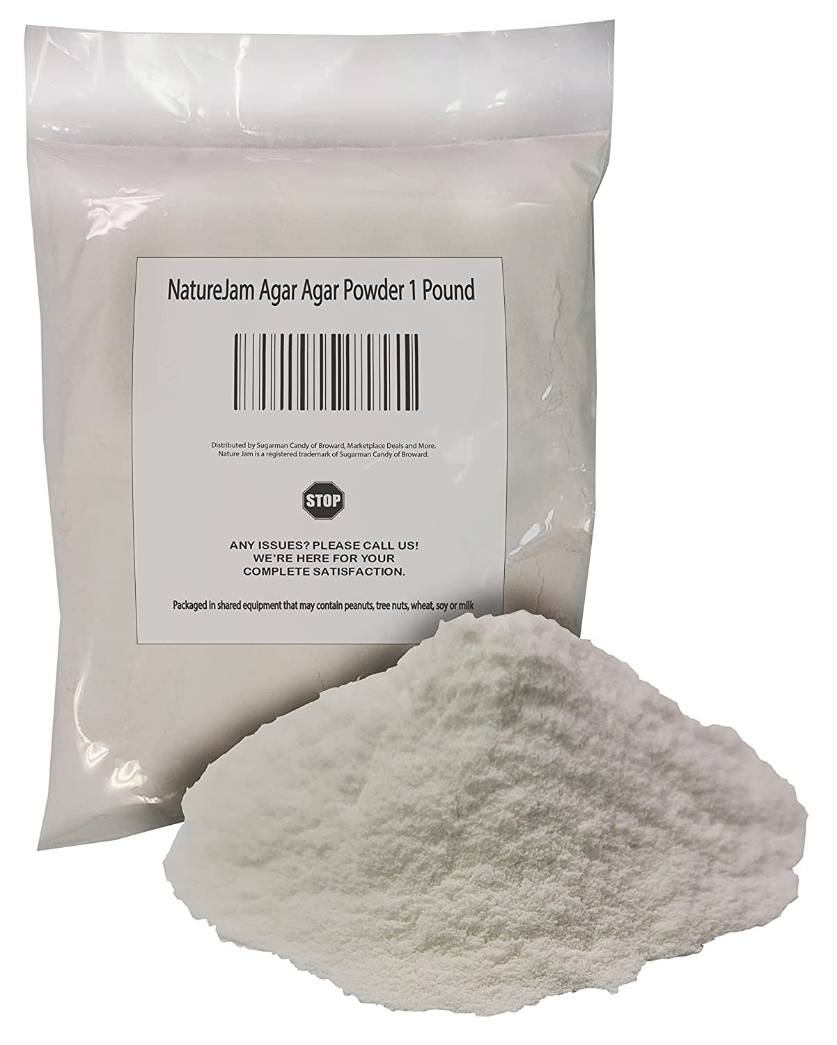 NatureJam Agar Agar Powder 1 Pound-Premium Gel Strength Gelatin Substitute For Vegans.