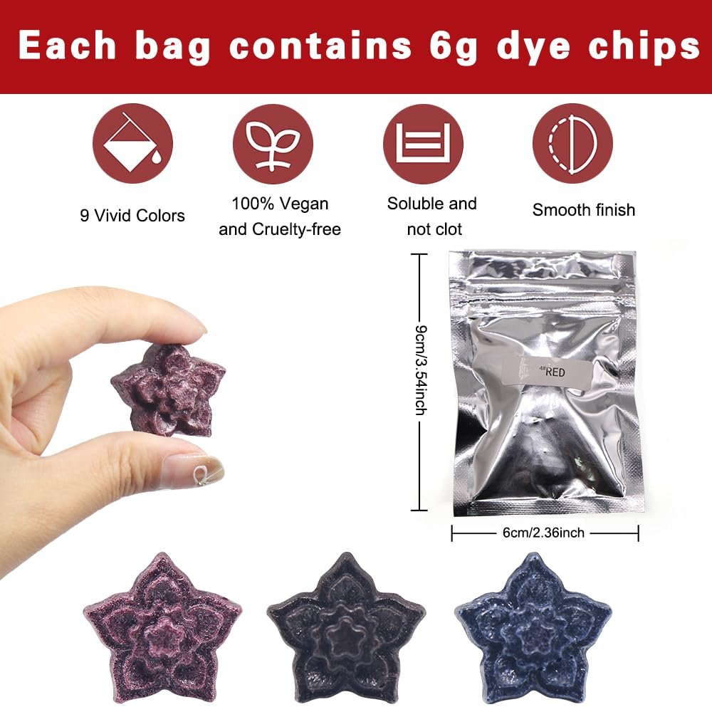 Dosaggio 0.5g Per 100g Cera Coloranti Per Candele HASAIKA - 9 Colori, Fiocchi Di Cera Di Soia, Per Fai Da Te Set 9 Colori Per Candele