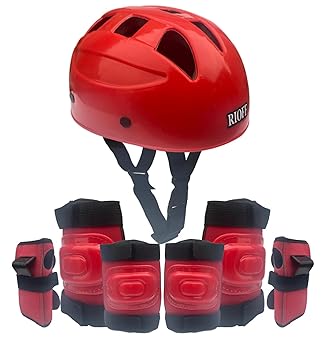 Protective Skating Guard Kit for Skating, Cycling, Running for Kids,Boys,Girls (Red, L)