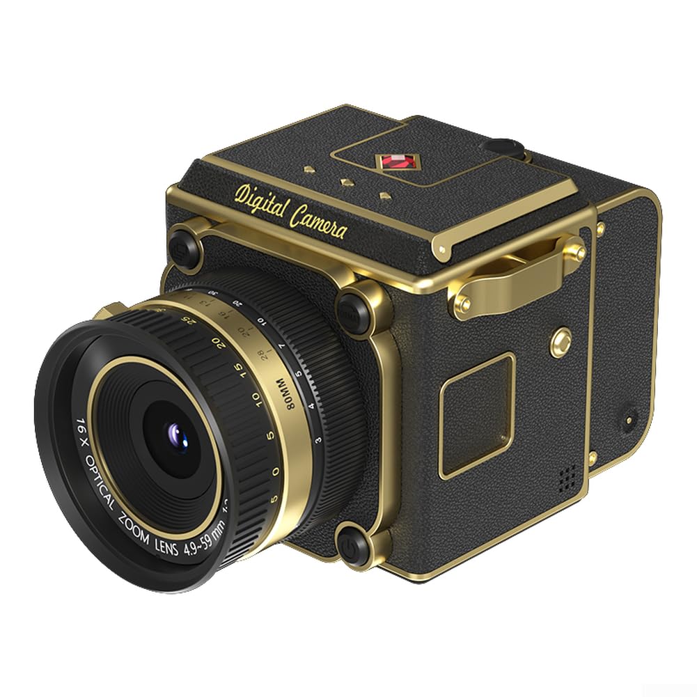 Appareil photo numérique vintage rétro 64 MP 4K FHD Mini appareil photo pour tous les âges, boîtier en ABS, compatible avec carte SD, pour vlogging et photographie quotidienne, compact et léger (noir)