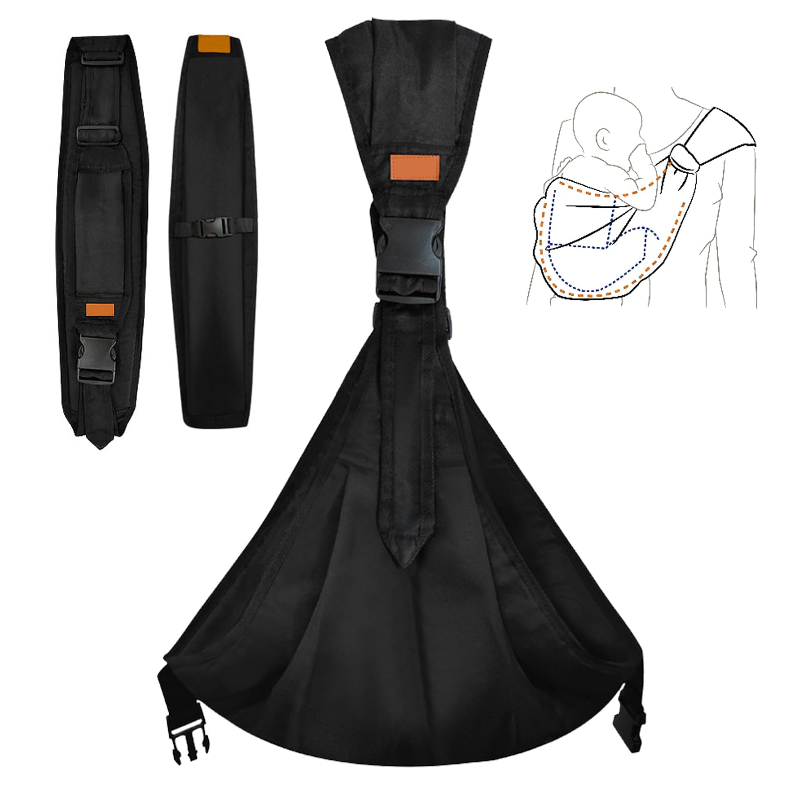 DAVBNM Baby Sling, Toddler Carrier, Baby Sling Carrier with Thick Shoulder Straps (Adjustable), Breathable and Comfortable - Image 2