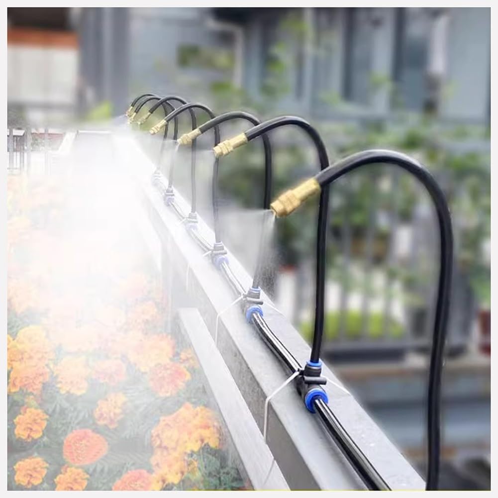 GZHERVICES Nuovo Kit di Atomizzazione con Connettore Rapido, di Irrigazione Automatico con Contagocce Flessibile Sostituibile A 360 Gradi, Raccordi Pneumatici per Irrigatori E Ugelli(15m/49.21ft)