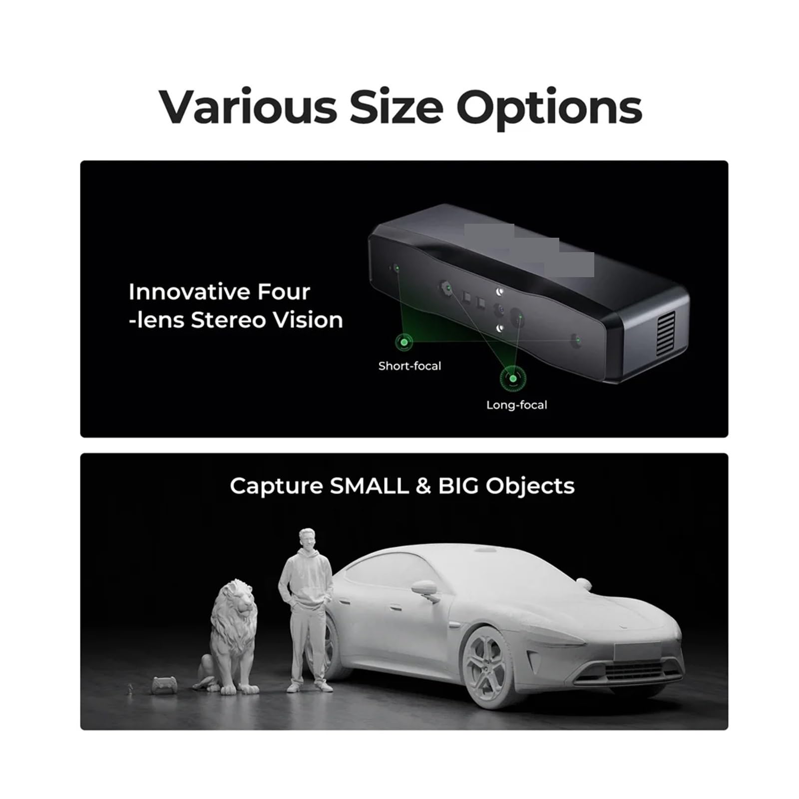Otter Lite 3D Scanner Accuracy Objects Between 20-2000mm Portable Wireless Scanning with Bridge Kit Up To 0.05mm 30fps