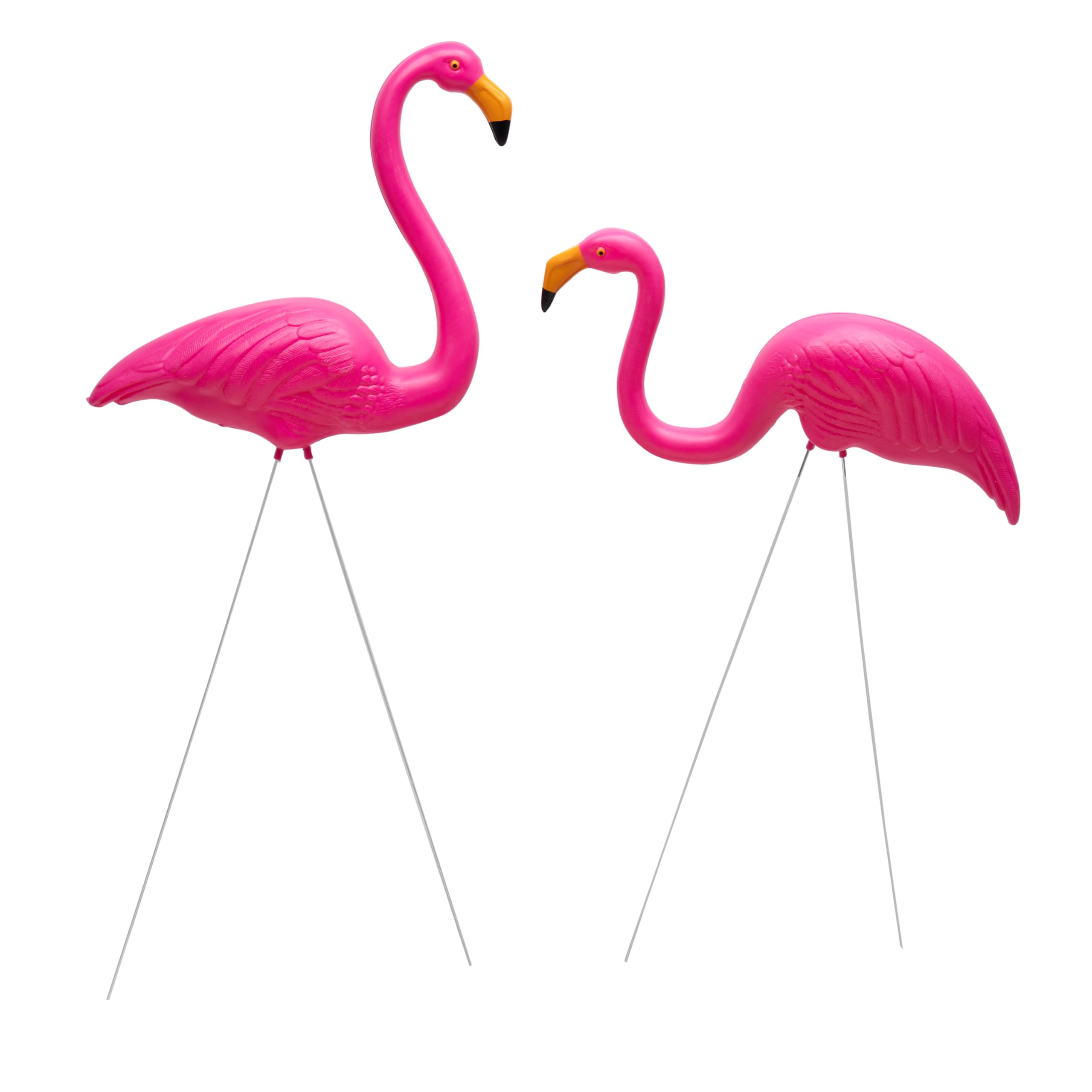 Crystals Pair of Realistic Pink Flamingo Garden Ornaments | Metal Flamingo Yard Decorations for Outdoor Garden Décor | Pink Flamingo Ornament Statues for Lawn & Patio – 75 x 42cm