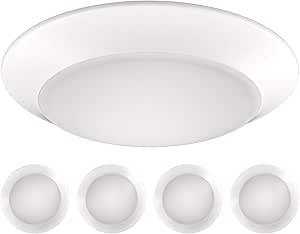 LUXRITE 8 Inch Flush Mount LED Disk Lights, 3 Color Selectable 3000K ...