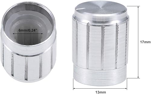 Miniatura 2 de uxcell 5 piezas de potenciómetro de aleación de aluminio de 0.512 x 0.669 in, control de volumen, perilla giratoria con agujero de eje moleteado,