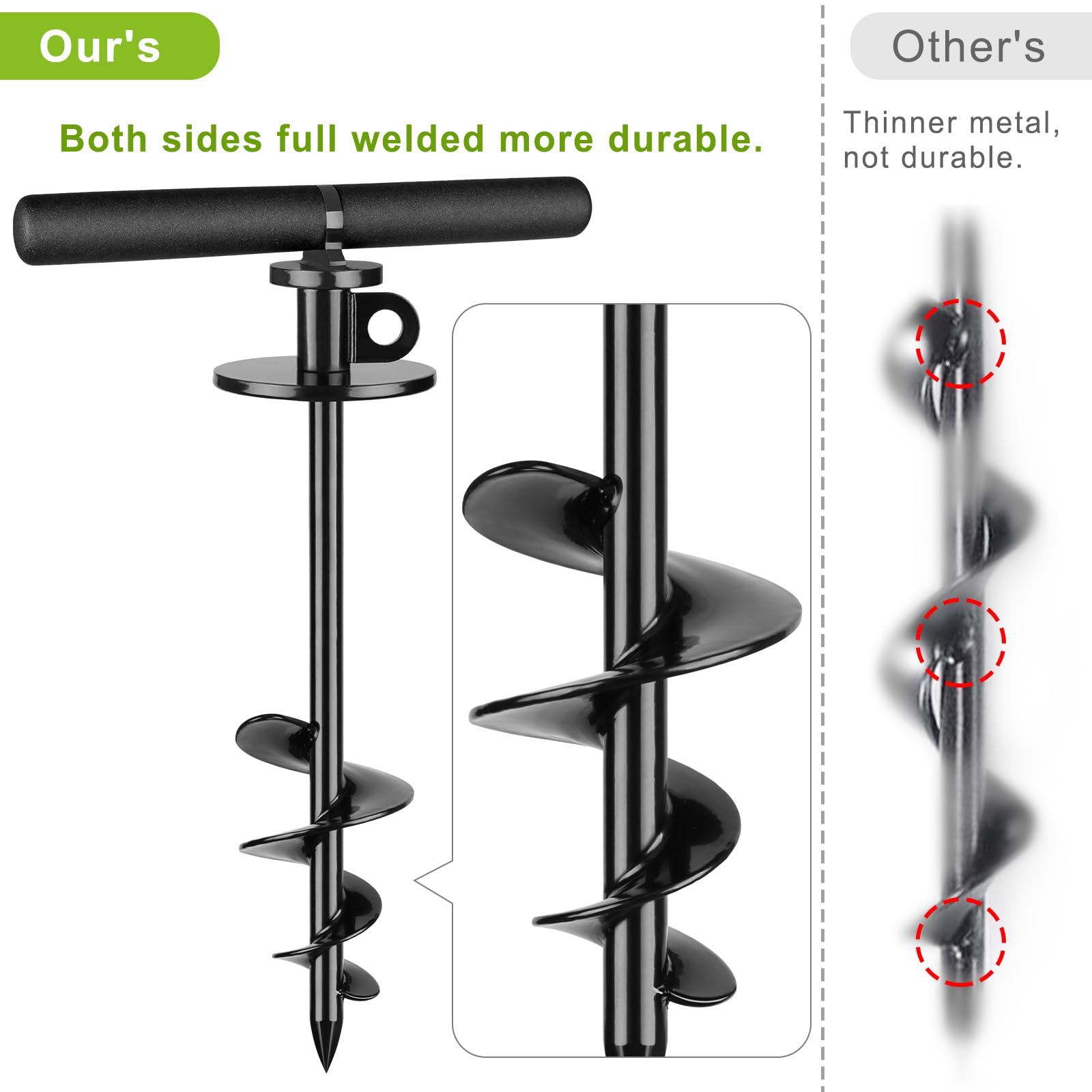 Lifeswell Dog Anchor, 15 Inch Heavy Duty Alloy Steel Pet Tie Out Stake, Black, for Medium to Large Dogs up to 220lbs - Image 2