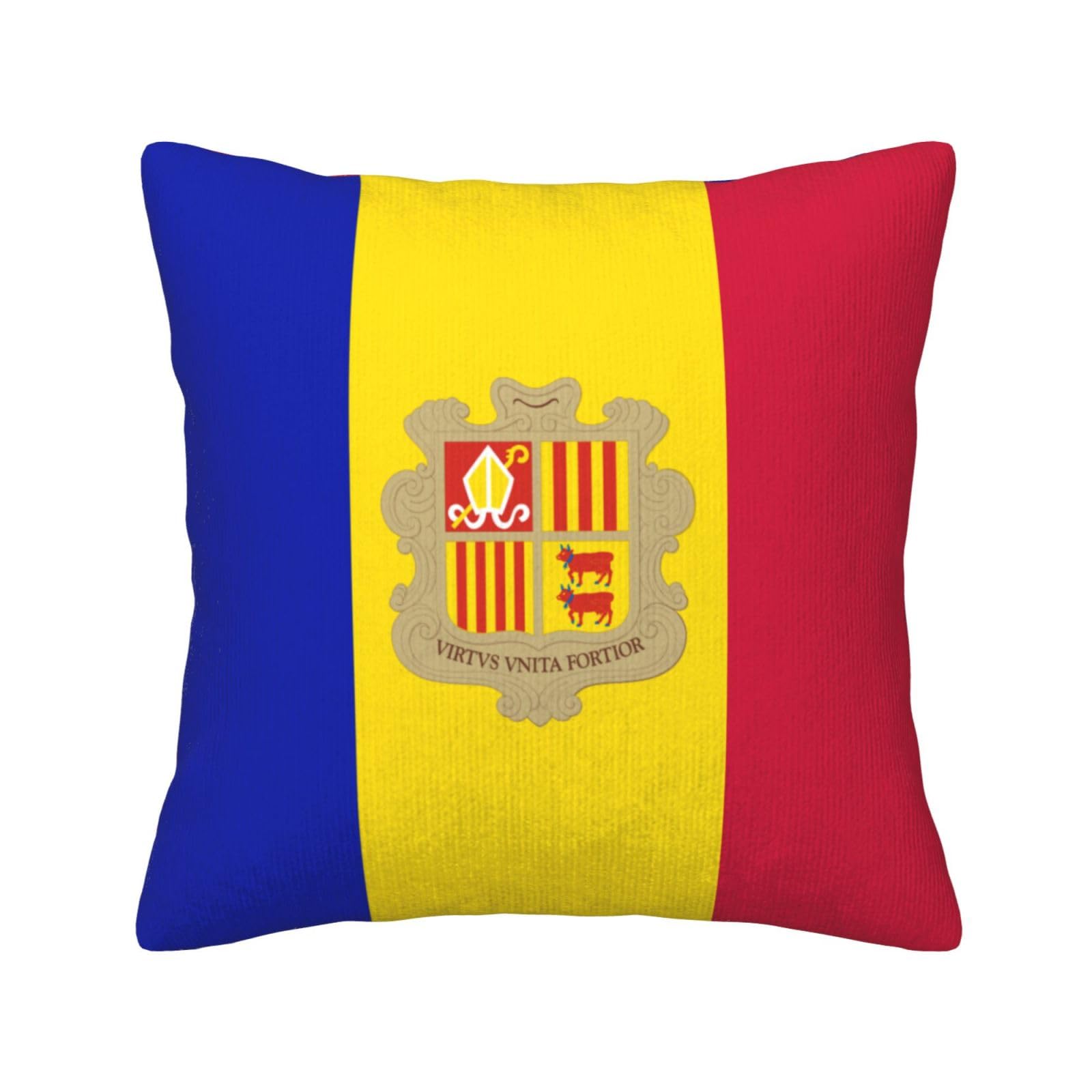 HGIUYDRD Flag of Andorra Print Corduroy Throw Pillow with Invisible Zipper Closure for Living Room, Couch and Bed