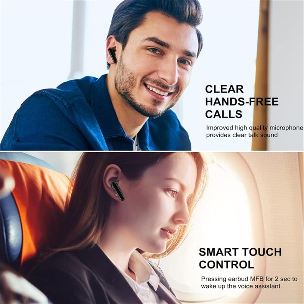 TWS True Wireless Bluetooth 5.0 Earbuds, Low Latency HiFi Stereo Quality Sound Wireless Headphones with Mic, IPX5 Waterproof Headset in-Ear with Type-C Charging Case,White