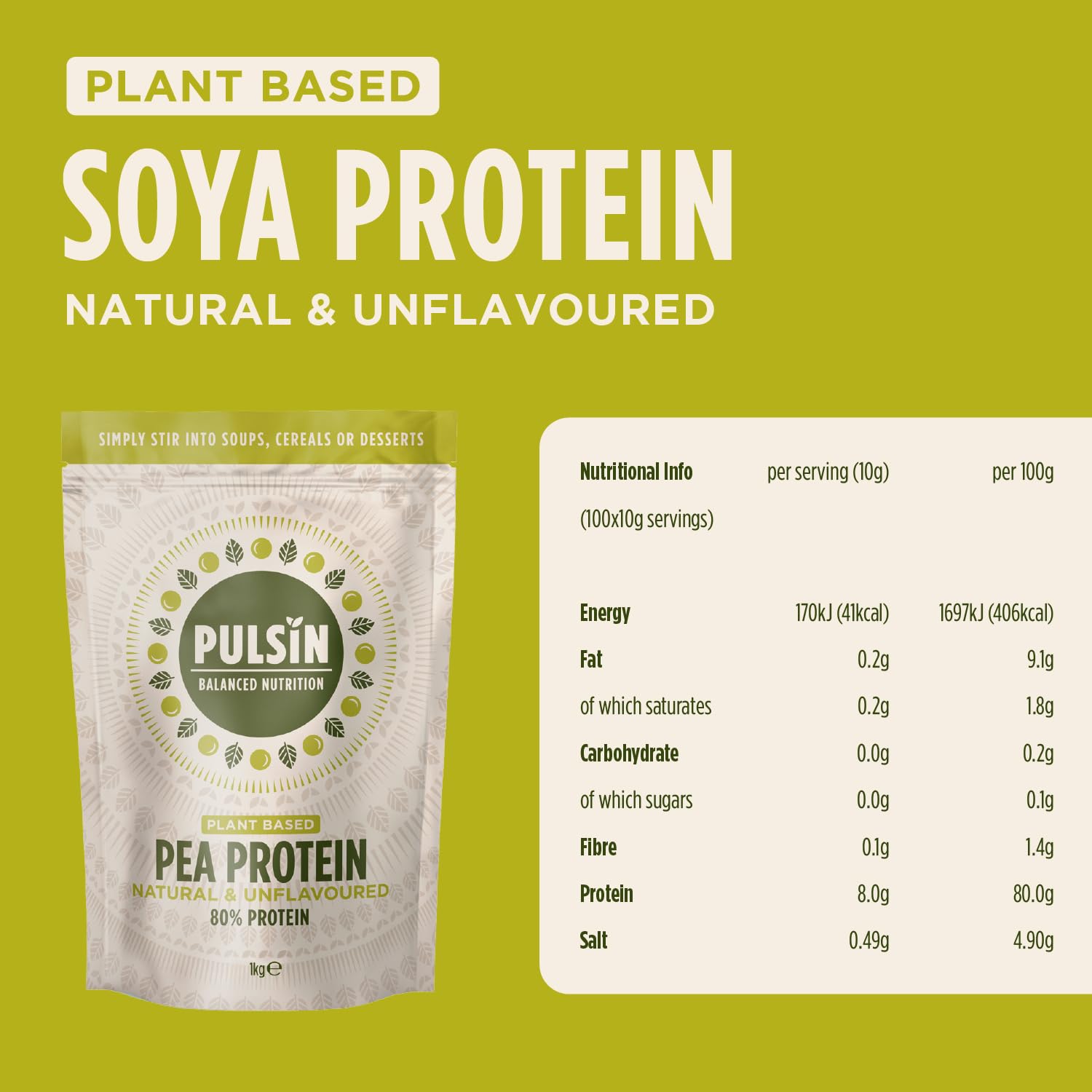 Pulsin – Unflavoured Vegan Pea Protein Powder – 1kg – Gluten Free - View #6