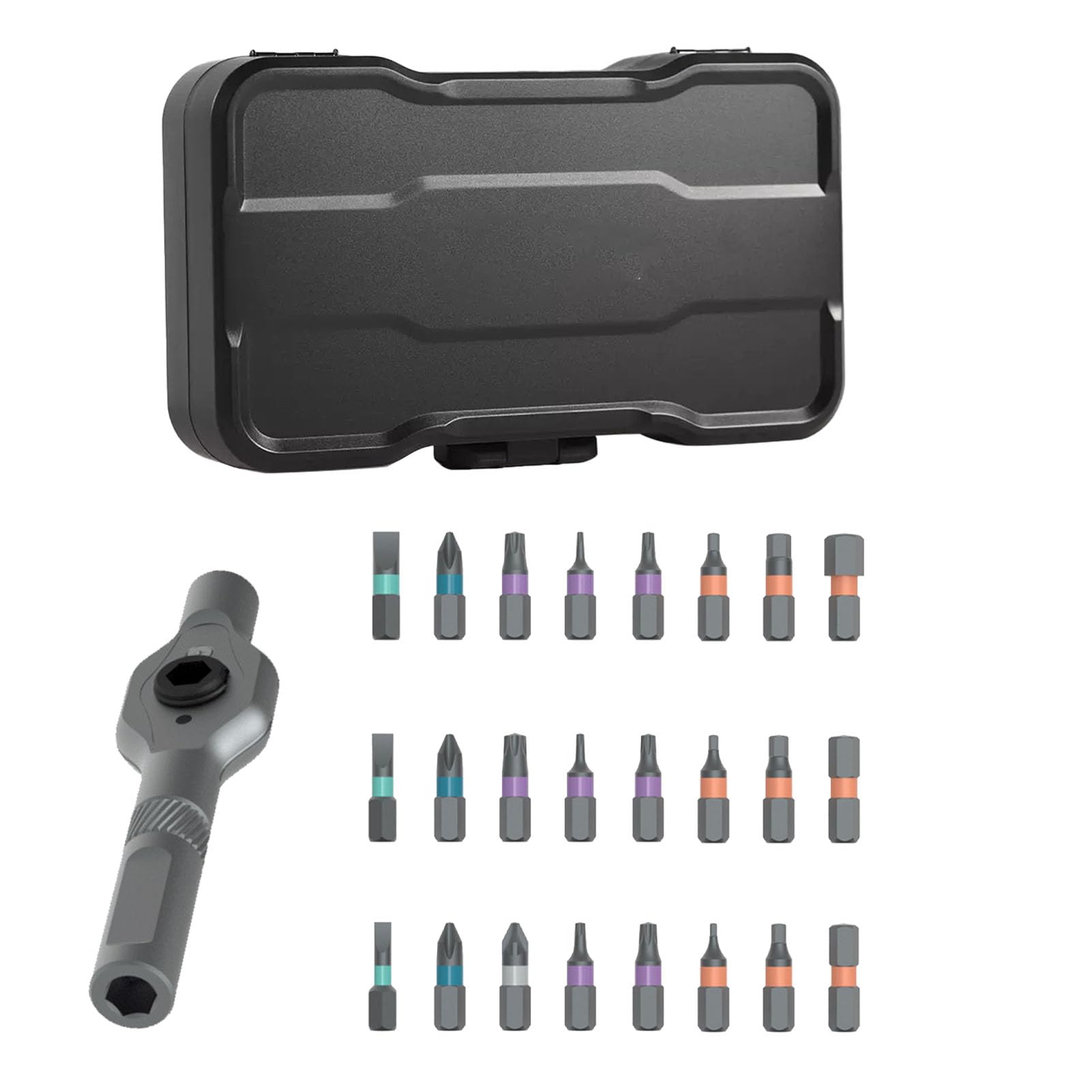 24-in-1 Magnetisches Ratschen-Schraubendreher-Set – Mit Abnehmbarem Griff, S2-Stahl-Bits, Für Möbel, Computer, Fahrrad-Reparaturen
