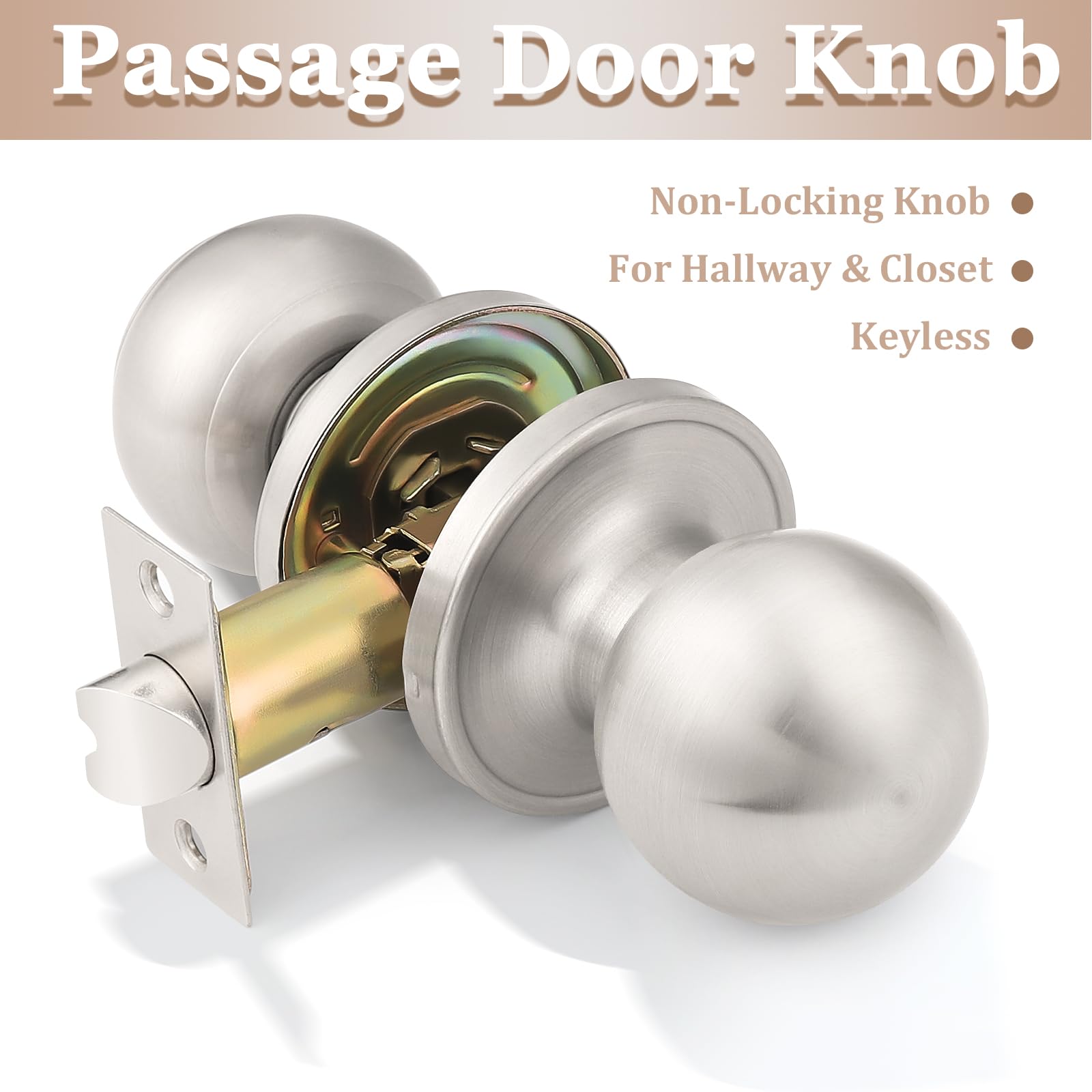 Probrico Satin Nickel Door Knobs - 10 Pack -2
