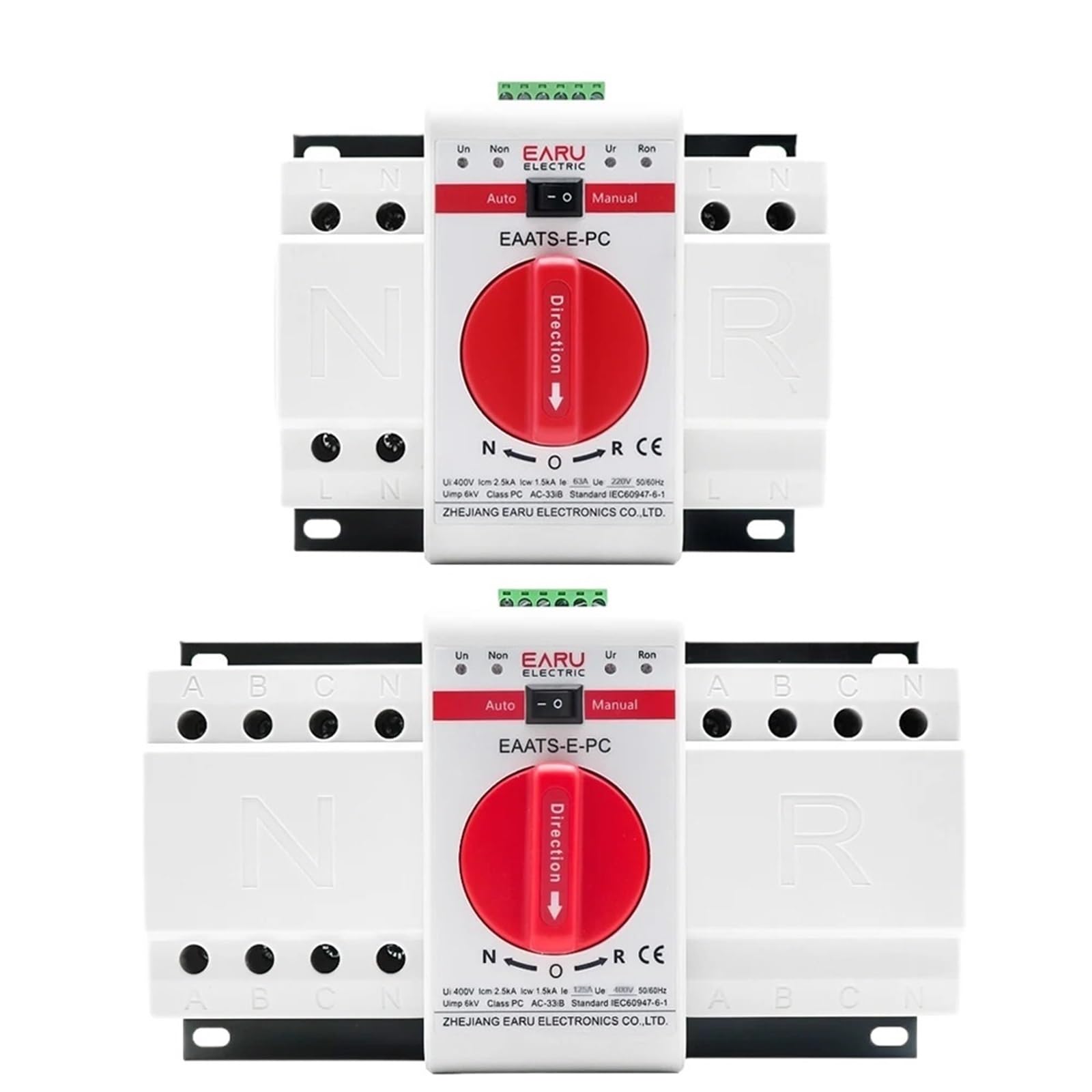 Interruttore automatico di trasferimento a doppia alimentazione 2P 4P 63A 125A ATS PV AC220V 400V 50/60Hz Tipo MCB Interruttori manuali Interruttore automatico(4P 125A 400V)