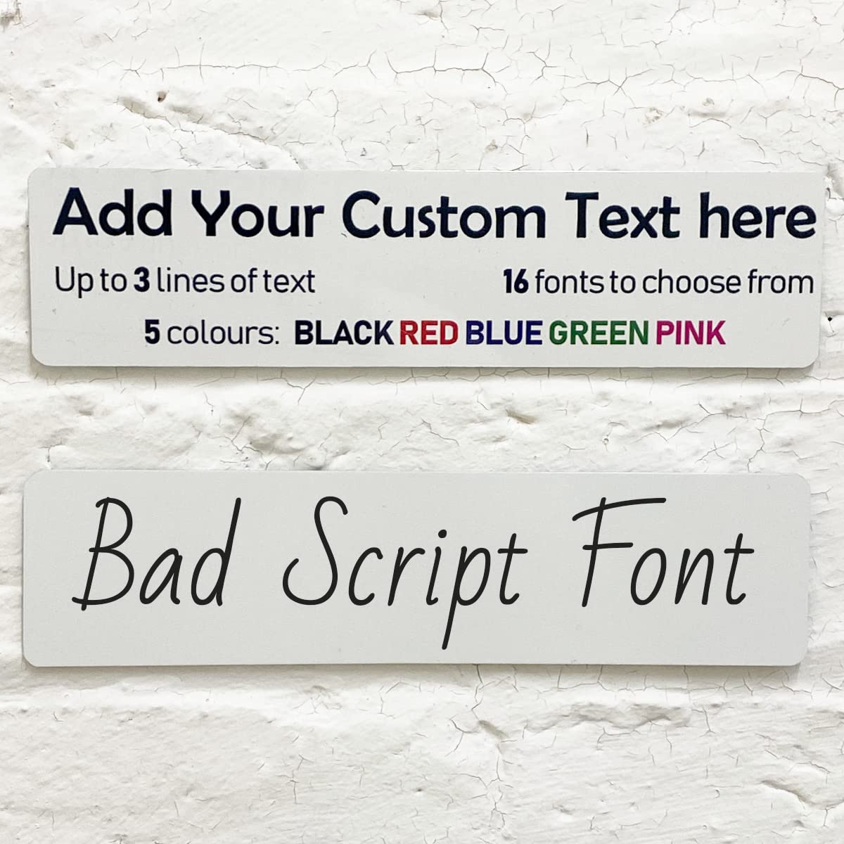 Personalised Aluminium Metal Plaque Bespoke Sign Childs Bedroom Door Add Own Text - in Bad Script Font (20 x 5 cm, 7.8 x 2 inches)