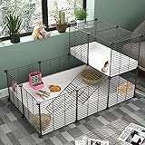 Eiiel Guinea Pig Cage,Indoor Habitat Cage with Waterproof Plastic Bottom,Playpen for Small Pet Bunny, Turtle, Hamster,Loft cage