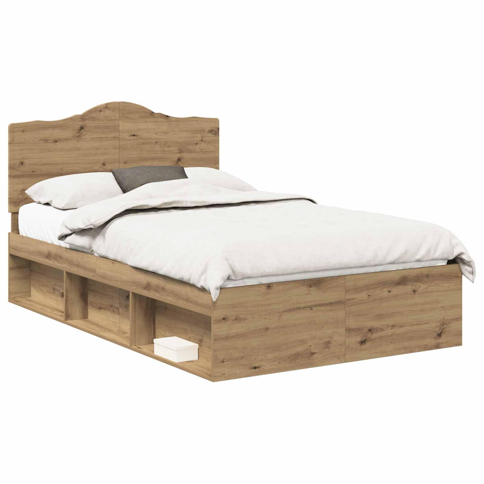 vidaXL Estructura de Cama con cabecera Roble Artisan 120 x 190 cm