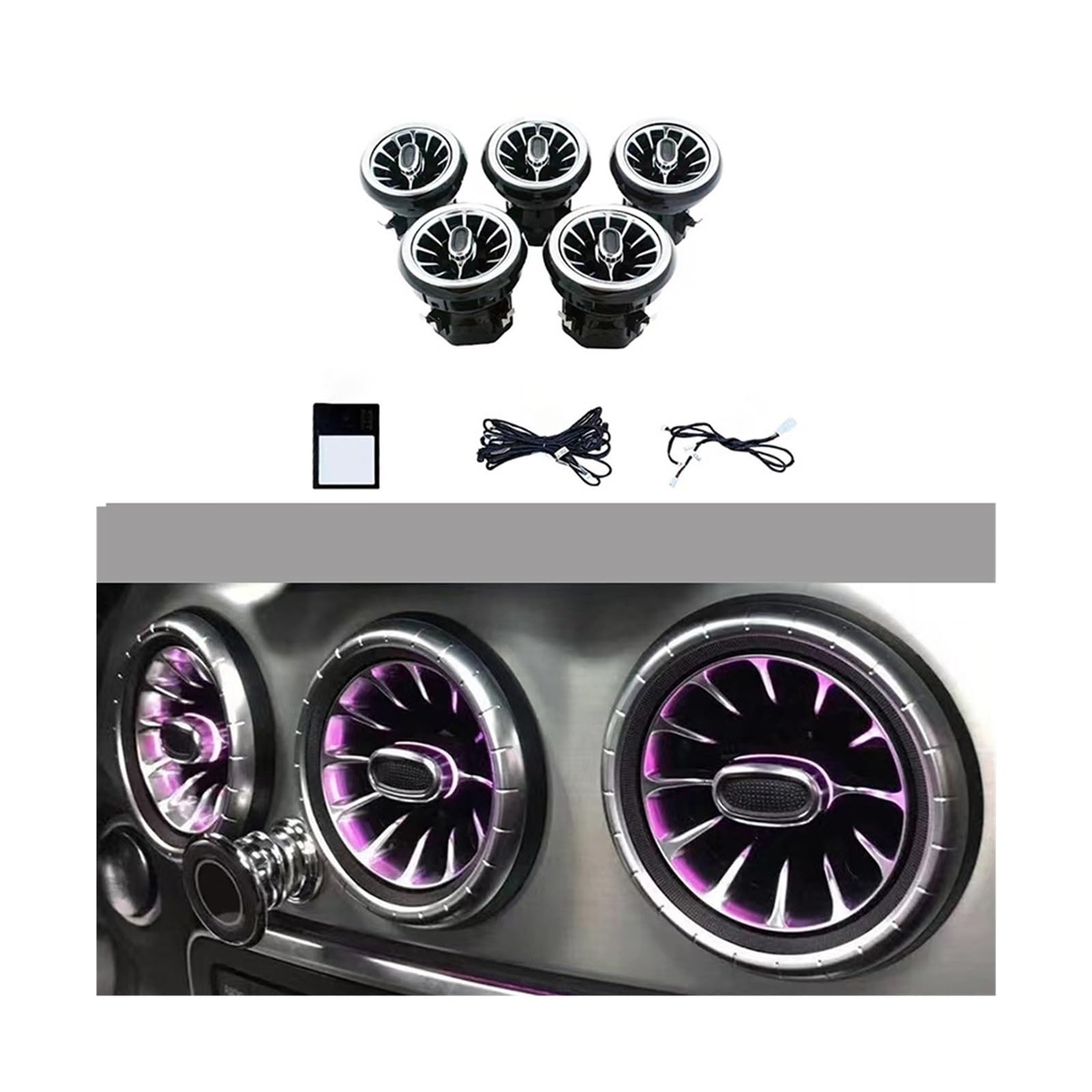 12 Color Illuminated Front Air Vent Compatible with Mercedes Benz CLA-Class W117 2013 2014 2015-2019 Front Air Vent Atmosphere Lamp