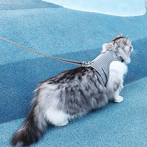 pangdi Cat Harness and Leash for Walking Escape Proof-Grey,Medium