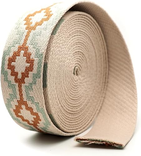 Miniatura 4 de CRAFTMEMORE Correa de poliéster de algodón estilo bohemio de 1.5 pulgadas, correas fuertes para artes, manualidades, correa para bolsa (5 yardas,