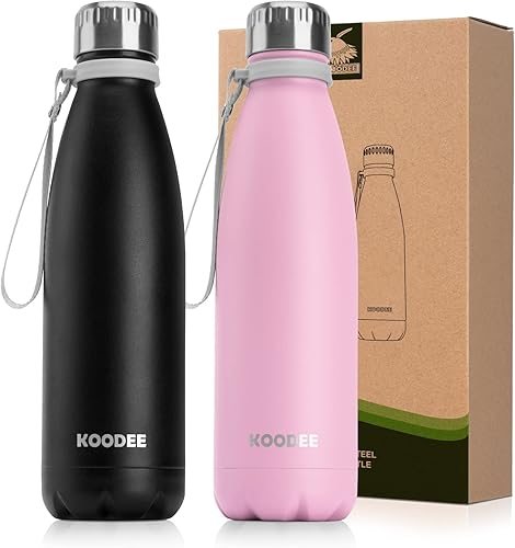 Miniatura 8 de koodee Botella de agua de acero inoxidable de 17 onzas con aislamiento al vacío de doble pared sin BPA, botella de agua deportiva a prueba de fugas