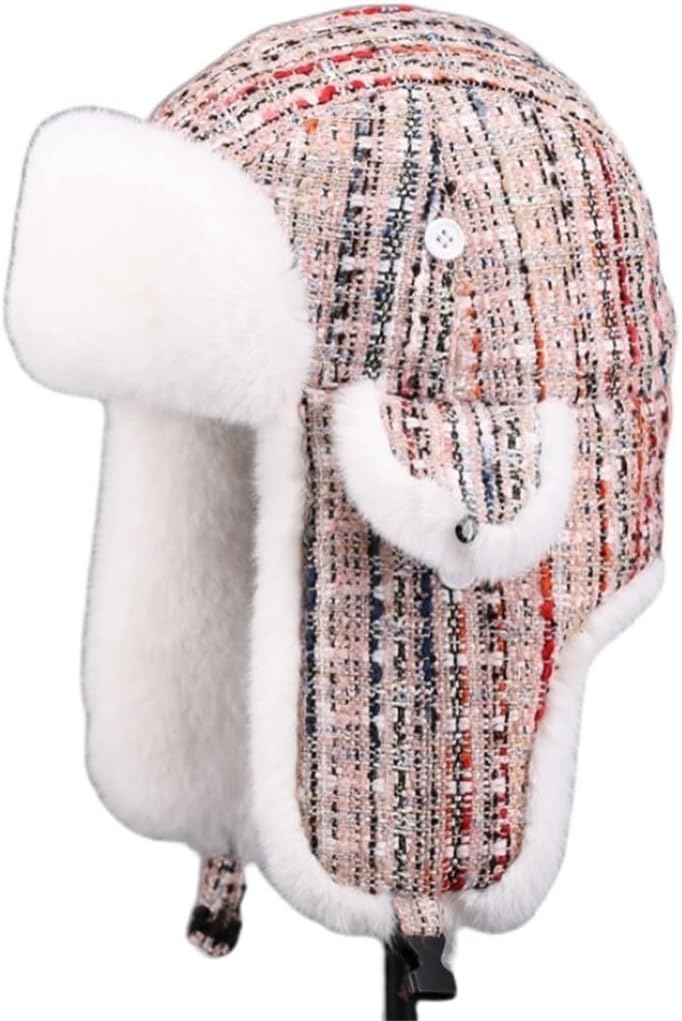 Ear Protection White Wool Cotton Hat Winter Outdoor Skiing Parent-Child Men and Women Vintage