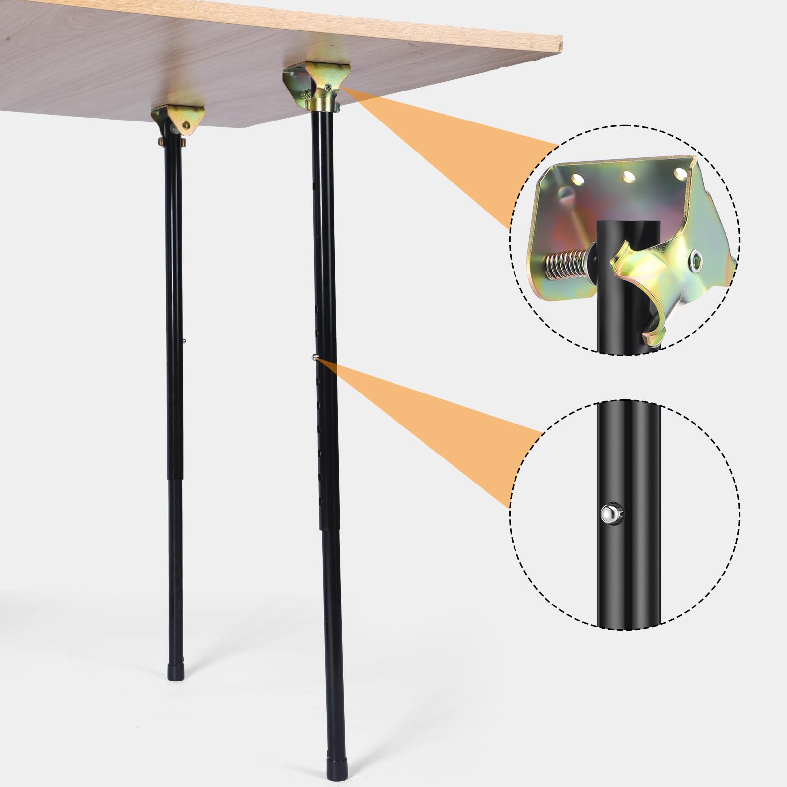 CroBlissful 2 patas plegables para mesa de autocaravana, 61 a 73 cm, soporte plegable telescópico ajustable y resistente