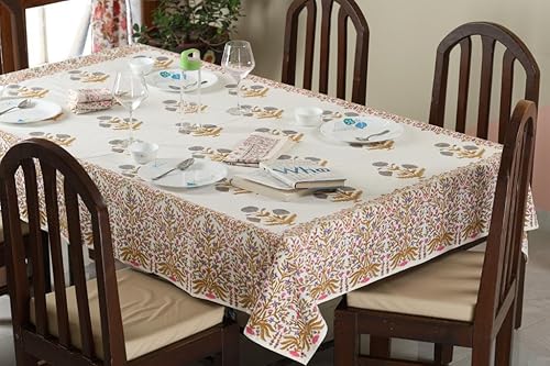 Miniatura 3 de ABHOOH Mantel estampado a mano para mesa rectangular, mantel con estampado de bloques para decoración de mesa de cocina, comedor, fiestas, bodas,