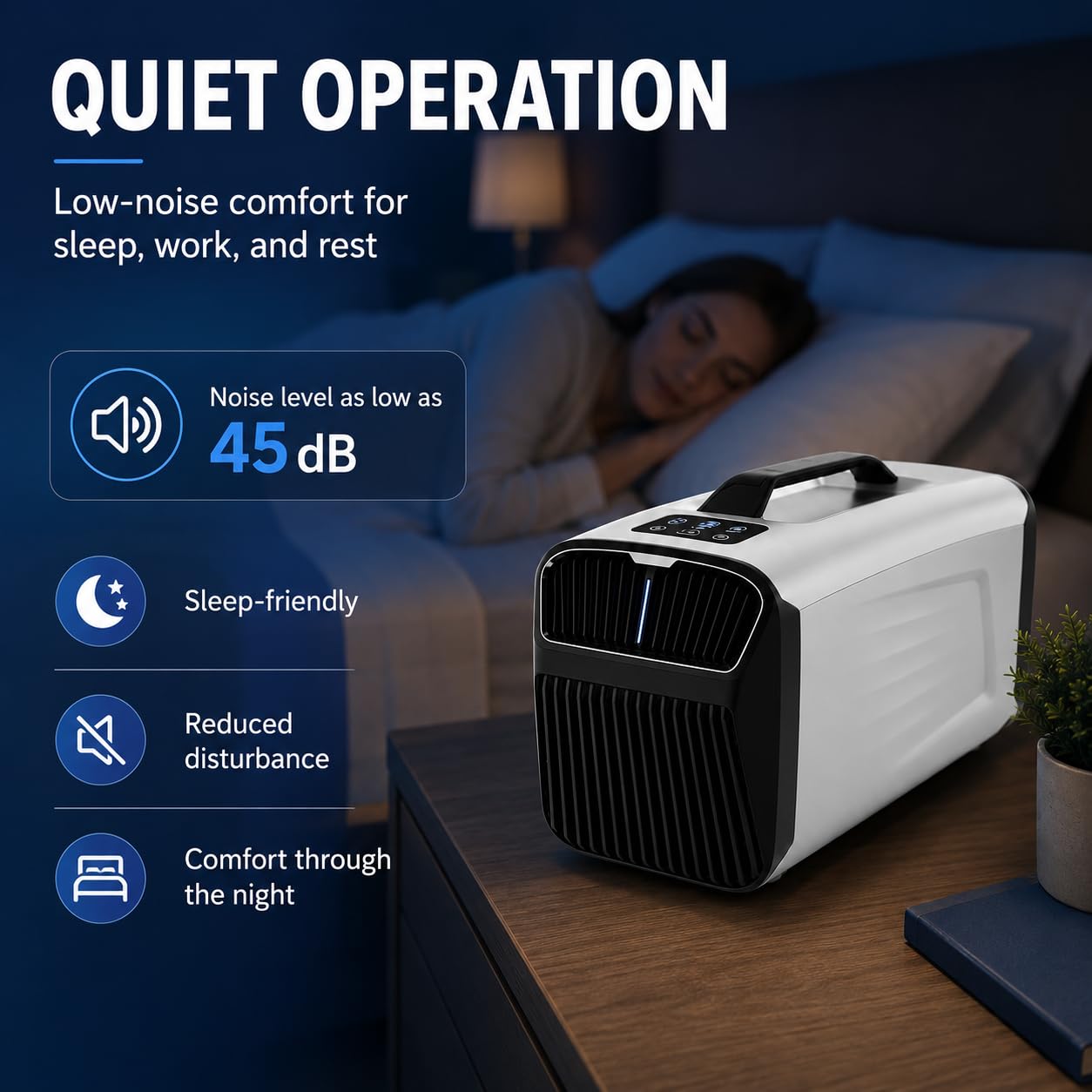 Condizionatore Portatile Stile Inverter per Casa e Camping | Design raffreddamento efficiente, formato viaggio compatto, collegamento AC, 4 modalità, ambiente estivo confortevole