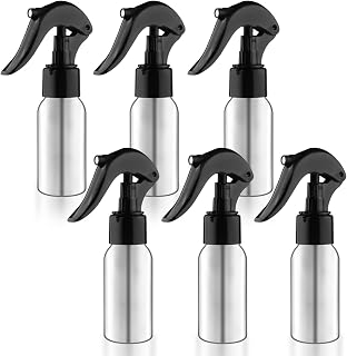 6 Pcs Aluminum Spray Bottles Empty Atomizer Liquid Container with Black Sprayer for Hair Care Essential Oils Plants Home Kitchen - 50ml/1.7oz