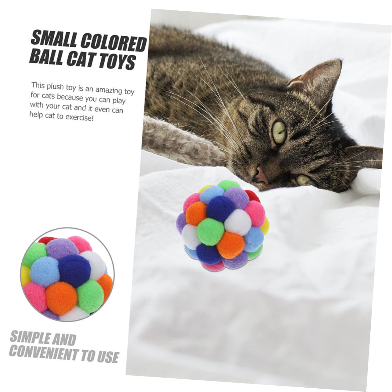 BESPORTBLE Lot de 4 Boules Jouets pour Chats D'intérieur en Peluche avec Clochettes, Accessoires Interactifs pour Chaton, Stimule et Divertit Votre Animal