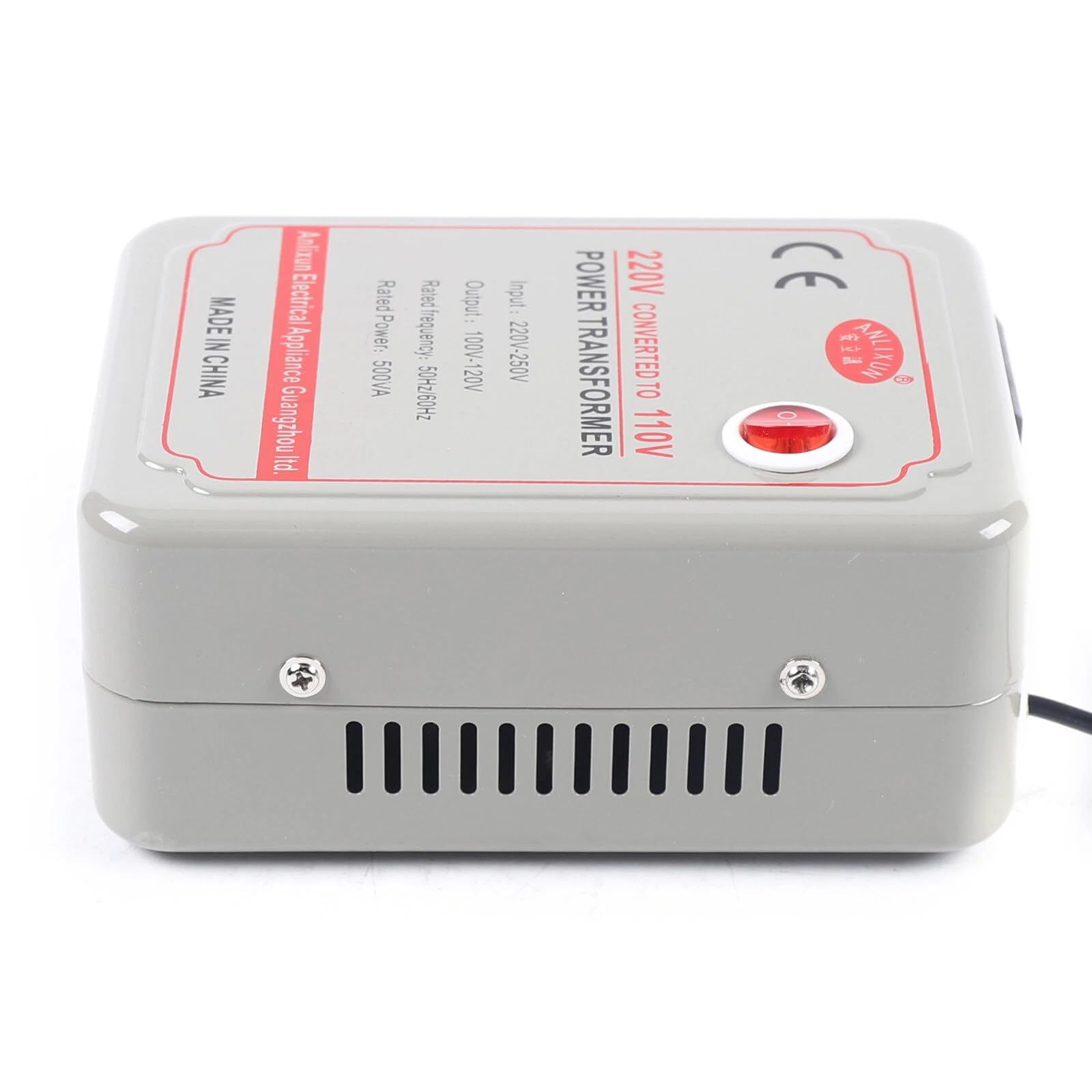 Trasformatore di tensione da 220 – 250 V a 100 – 120 V, trasformatore da 500 W, 16,5 x 12 x 7,1 cm, con protezione a terra e interruttore con un clic, convertitore per elettrodomestici sotto i 250 W