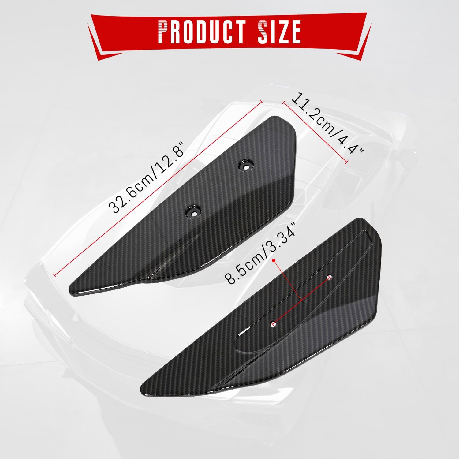 Rear High Wing Spoiler Side Winglet fit for Chevy Corvette C8 Stingray Coupe Convertible 5VM with Factory Rear High Wing Spoiler 2020-2024 (Carbon Fiber Texture)