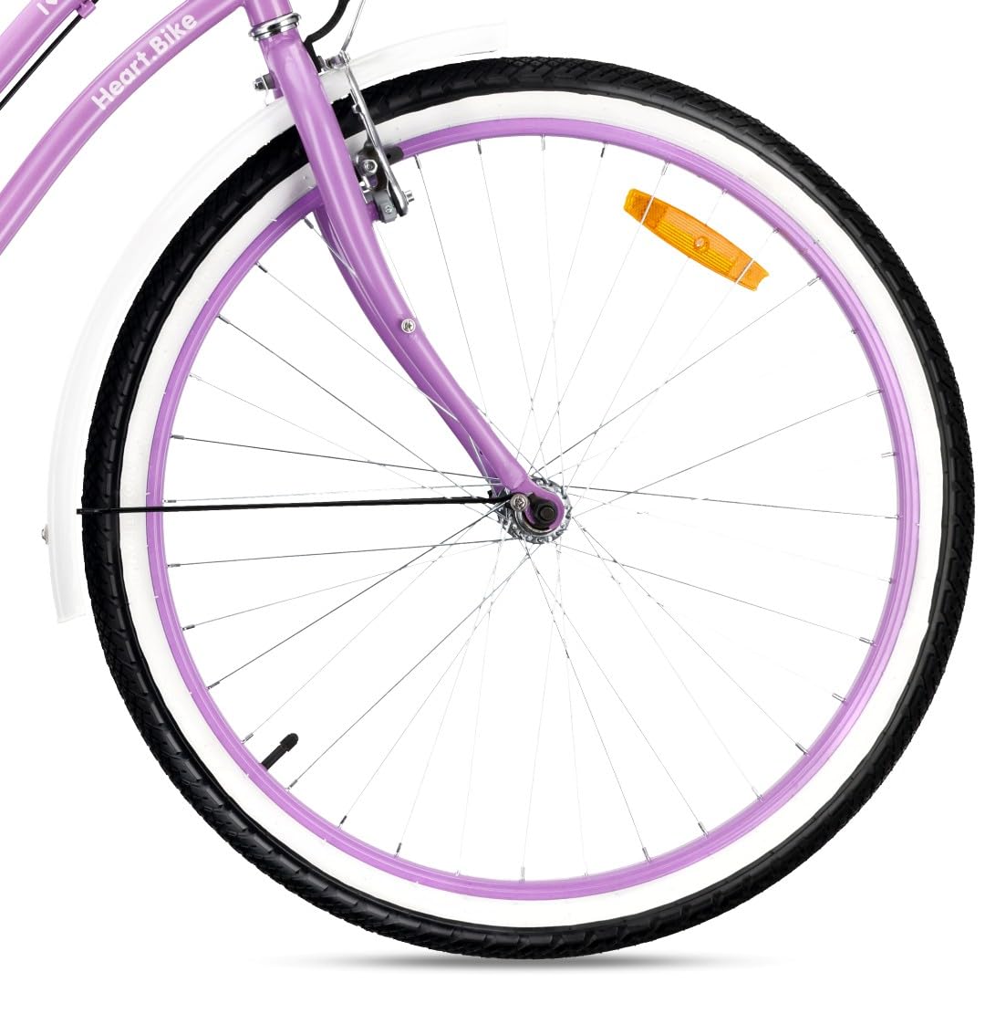 sun baby HEART BIKE Bicicletta da città donna 26 pollici, bici per donne adulti 26" - 7 marce, freni V-Brake, telaio in acciaio, portapacchi, parafanghi