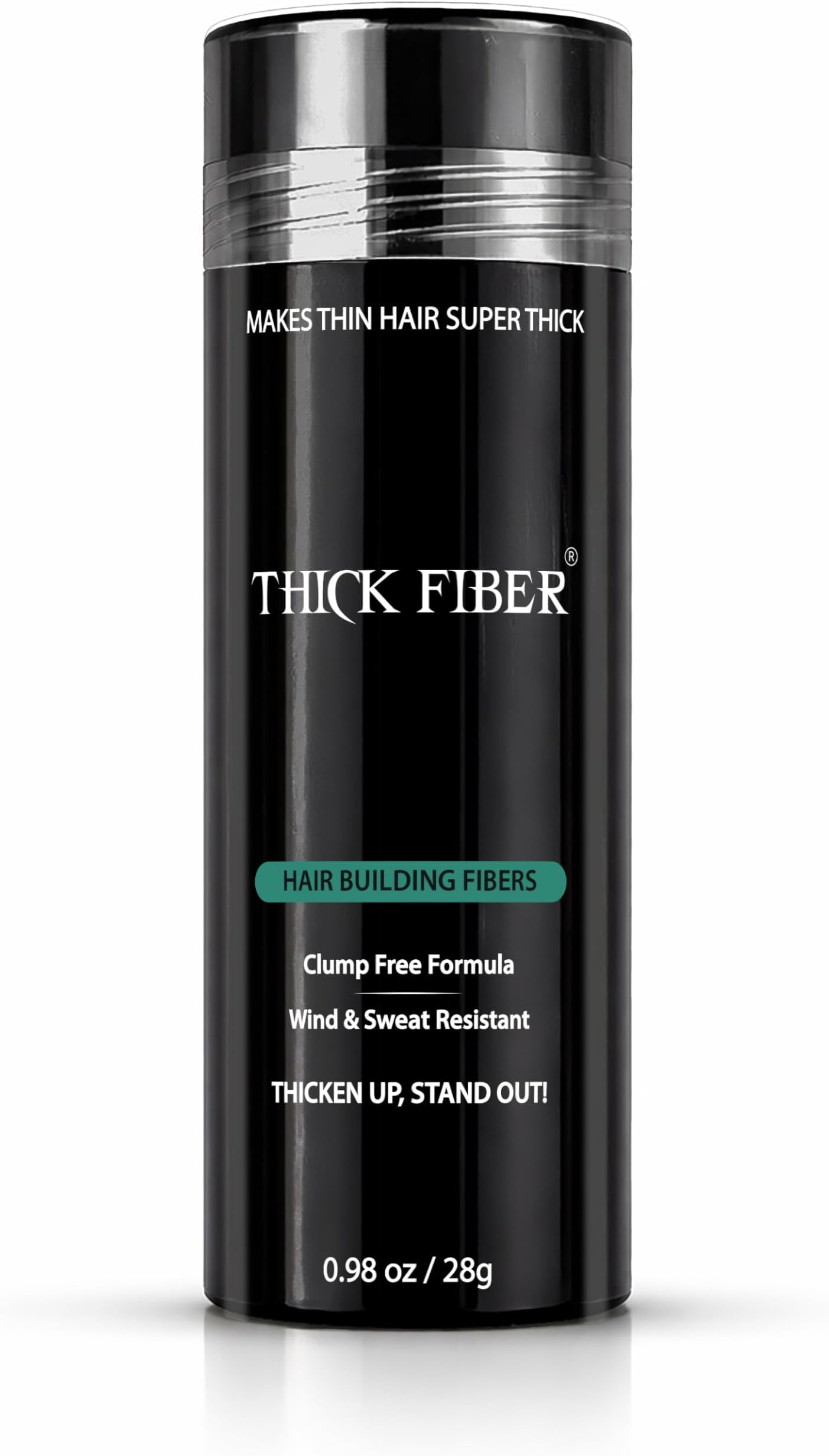 THICK FIBER Hair Fibers | Hair Powder for Thinning Hair 28g Bottle | Makes Thin Hair Look Thicker in Seconds | Hair Loss Concealer For Women & Men (Black)