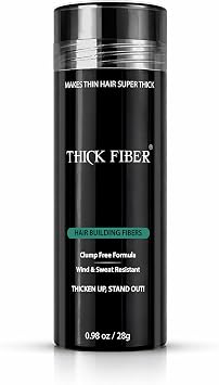 THICK FIBER Hair Fibres | Hair Powder for Thinning Hair 25g Bottle | Makes Thin Hair Look Thicker in Seconds | Hair Loss Concealer For Women & Men (Black)