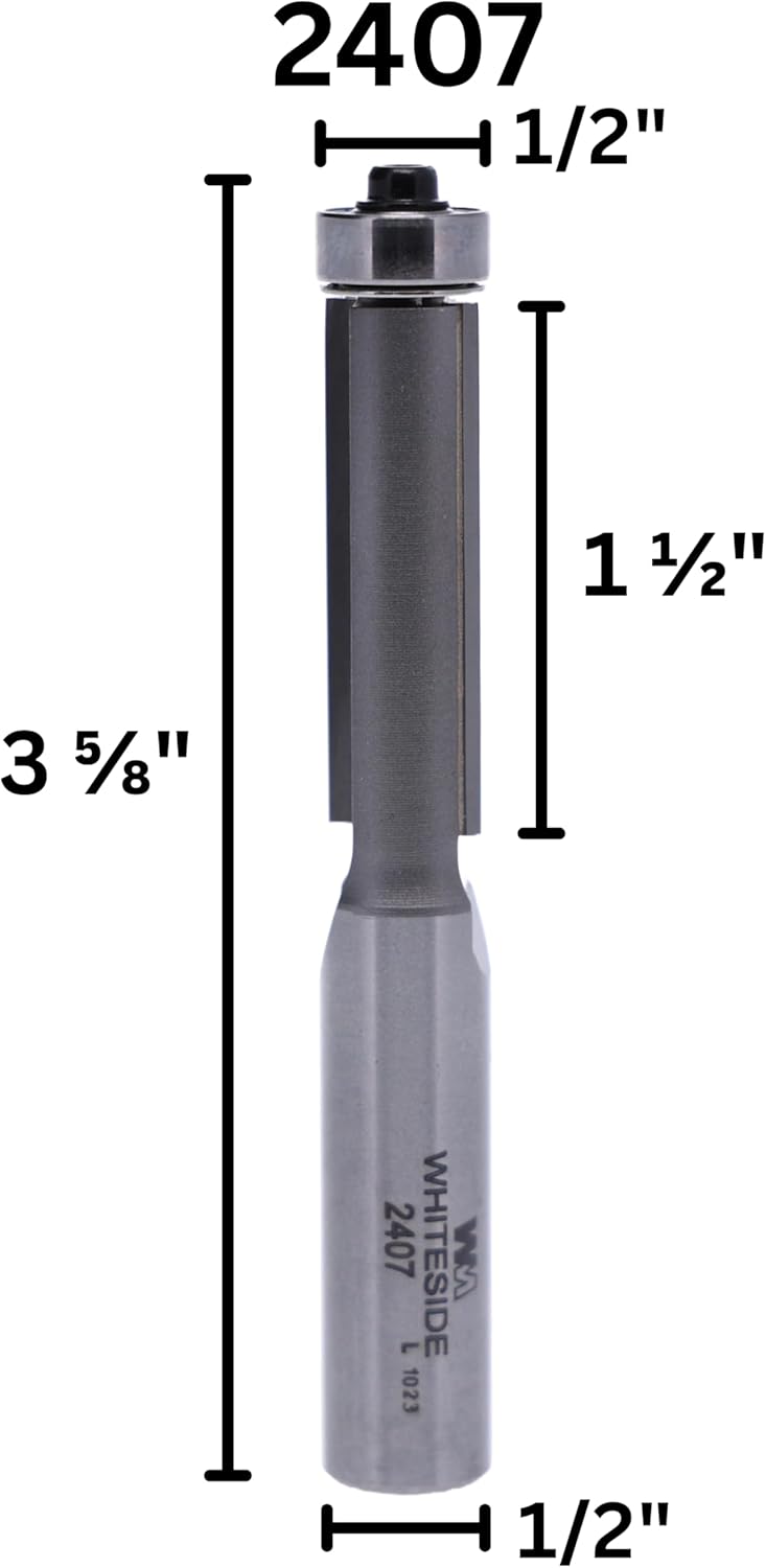 Whiteside Router Bits 2407 Flush Trim Bit with 1/2-Inch Cutting Diameter and 1-1/2-Inch Cutting Leng
