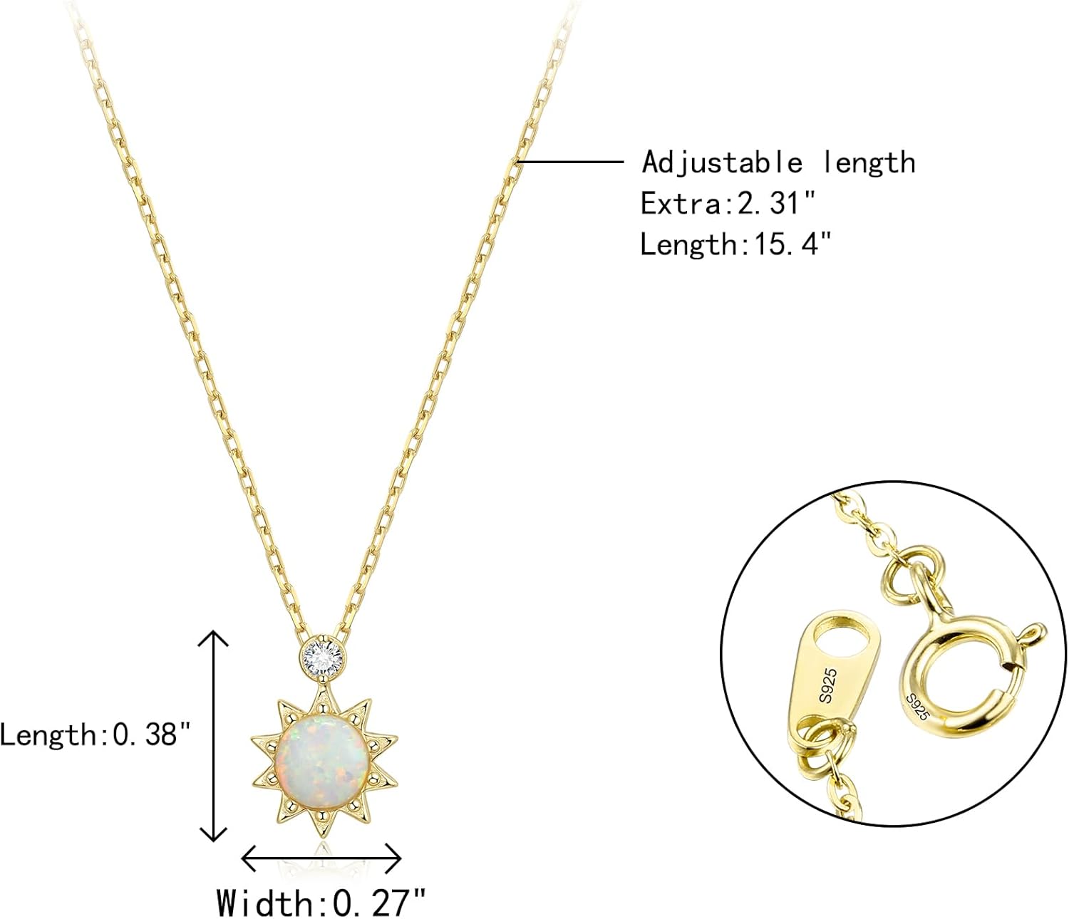 Crysdue 925 Sterling Silver Natural Stone/Opal/Moonstone Pendant Necklace Meaningful Jewelry for Women Mothers Day Birthday Christmas