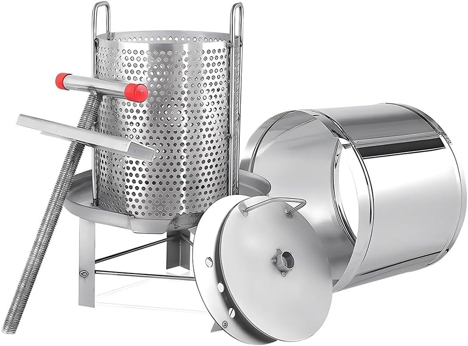 loyfreeyo 蜂蜜ジューサー 蜜を絞り器 圧搾機 しぼり器 手動ジューサー 養蜂器具10L 手動 二重フィルター ステンレス鋼