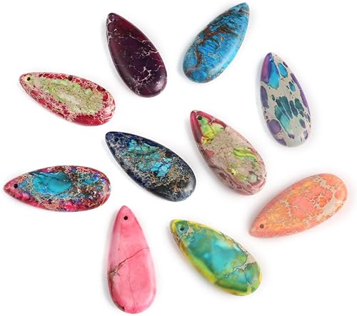 Colgantes de conectores de piedra natural, colgantes de jaspe de sedimento marino, dijes de jaspe imperial para hacer collares o joyas