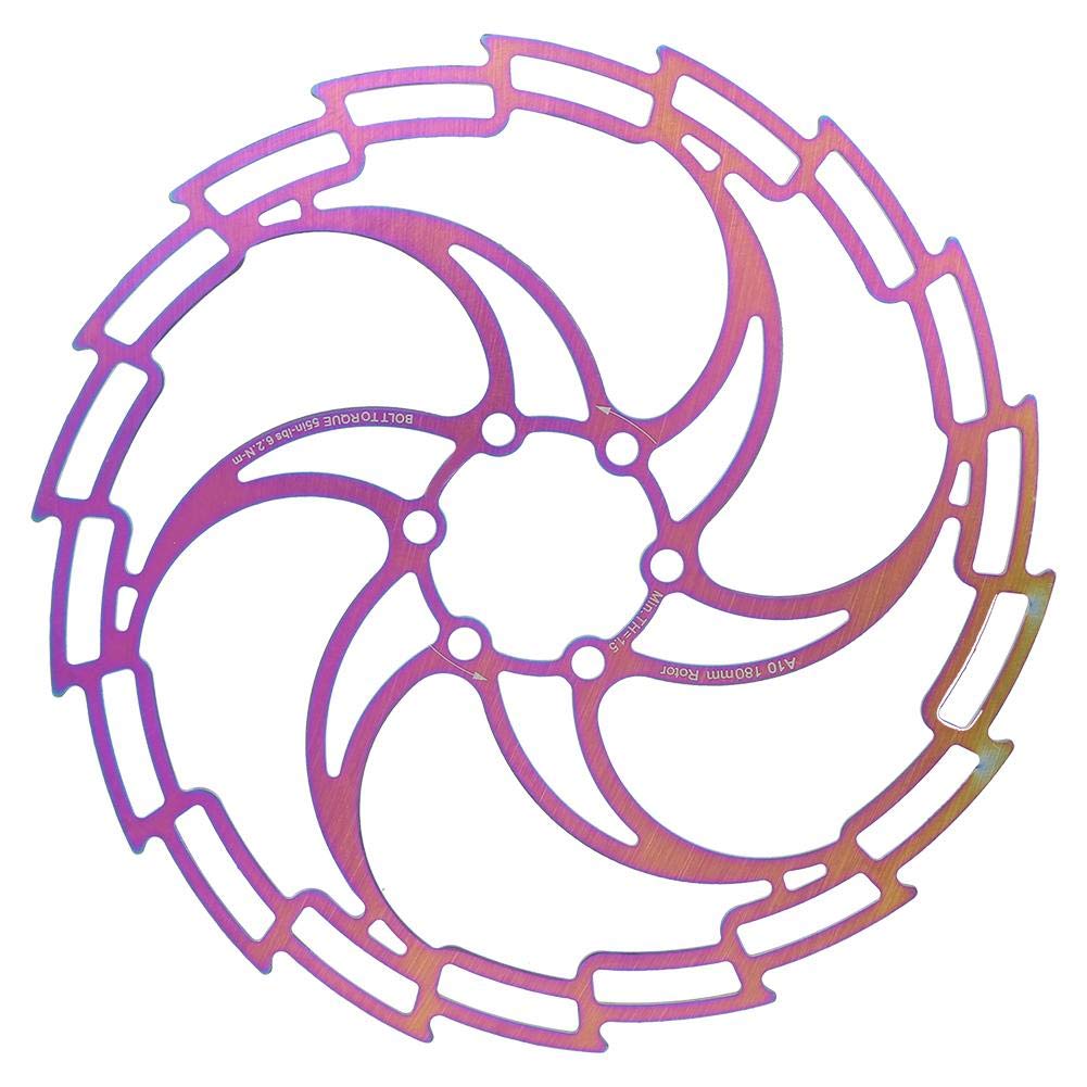 Keenso 160mm 180mm 203mm Disc Brake Rotor with 6 Bolts, Stainless Steel Electroplating Color Dazzling Ultralight Bike Disc Brake