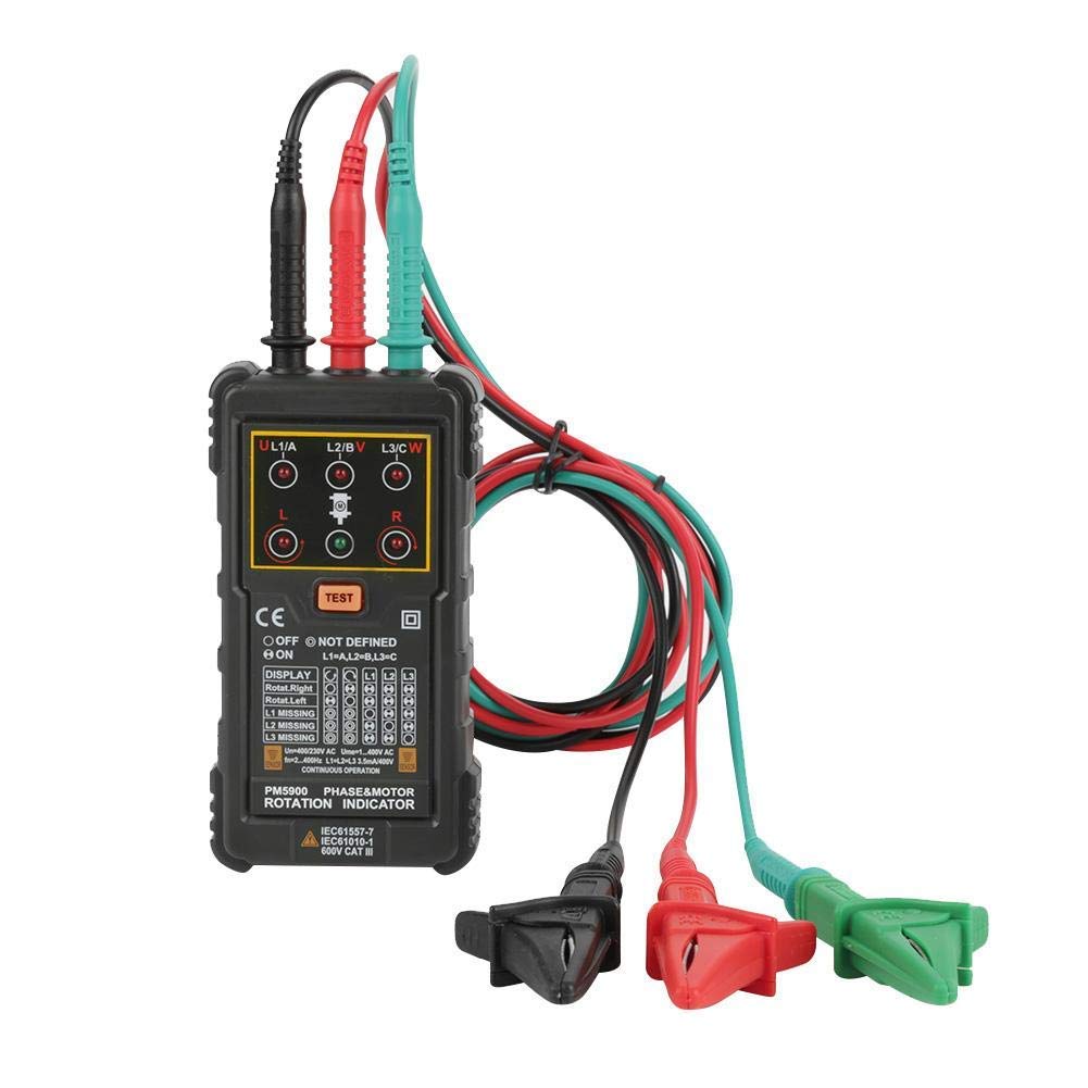 PEAKMETER PM5900 Motor 3 Fase Motor Rotación Indicador Tester Portátil Handheld Tester Herramienta necesaria para instalar, reparar o mantener 3 Fase o Motor