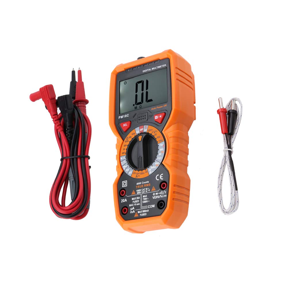 Digitales Multimeter PEAKMETER 6000 zählt intelligente Temperaturmessgeräte Spannungsprüfgerätes True RMS Backlight Display Strom Widerstand Kapazität Frequenz NCV Tester Diodentest