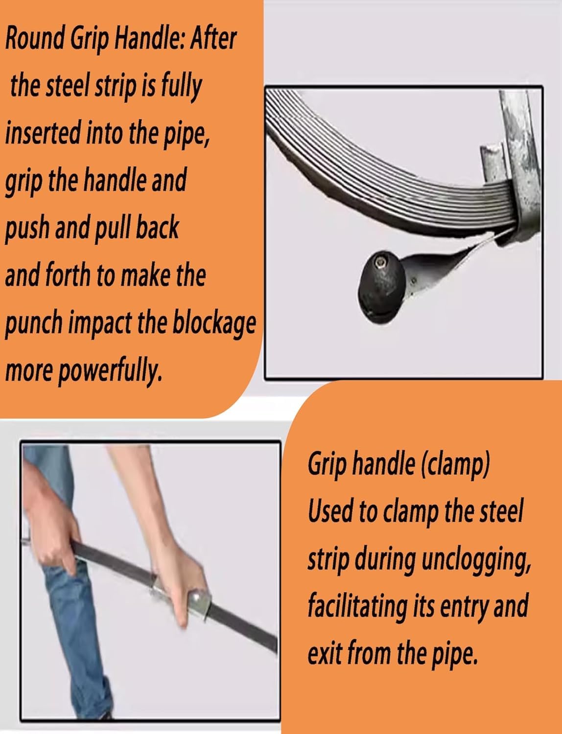 Serpiente de drenaje en espiral para tuberías de drenaje principales, herramienta de eliminación de obstrucciones de 25 pies para fregadero de cocina, bañera, inodoro