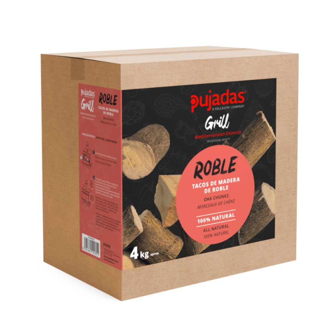 MBH - Tacos de Madera de Roble para brasa con Aroma Natural. Caja de 4 kg. Ideal para Carne, Pescado y Verduras. Barbacoa con toques ahumados.