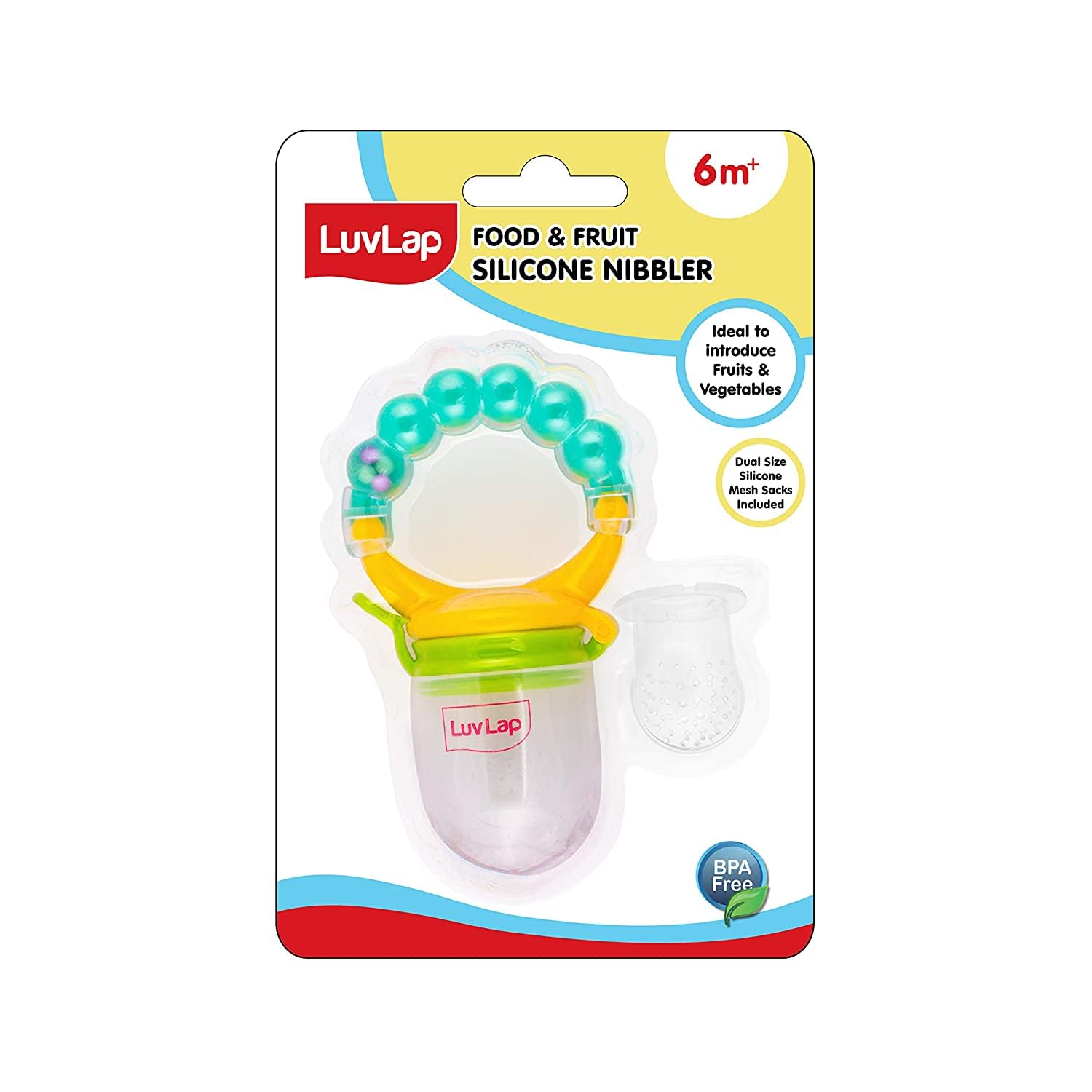 LuvLap Silicone Food/Fruit Nibbler with Extra Mesh, Soft Pacifier/Feeder, Teether for Infant Baby, Infant, Pearly Green, BPA Free-picture-30