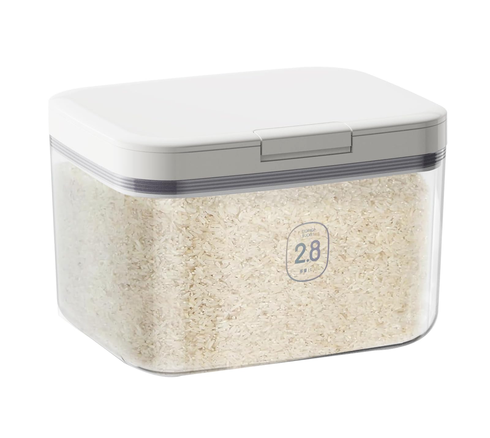 Gzsekken Rice Container 2.8kg Rice Storage Container Airtight Rice Dispenser with Lid and Measuring Cup Rice Box One-Click Pop-Up Design BPA Free Plastic Dry Food Bucket for Kitchen Grain,Beans, Flour