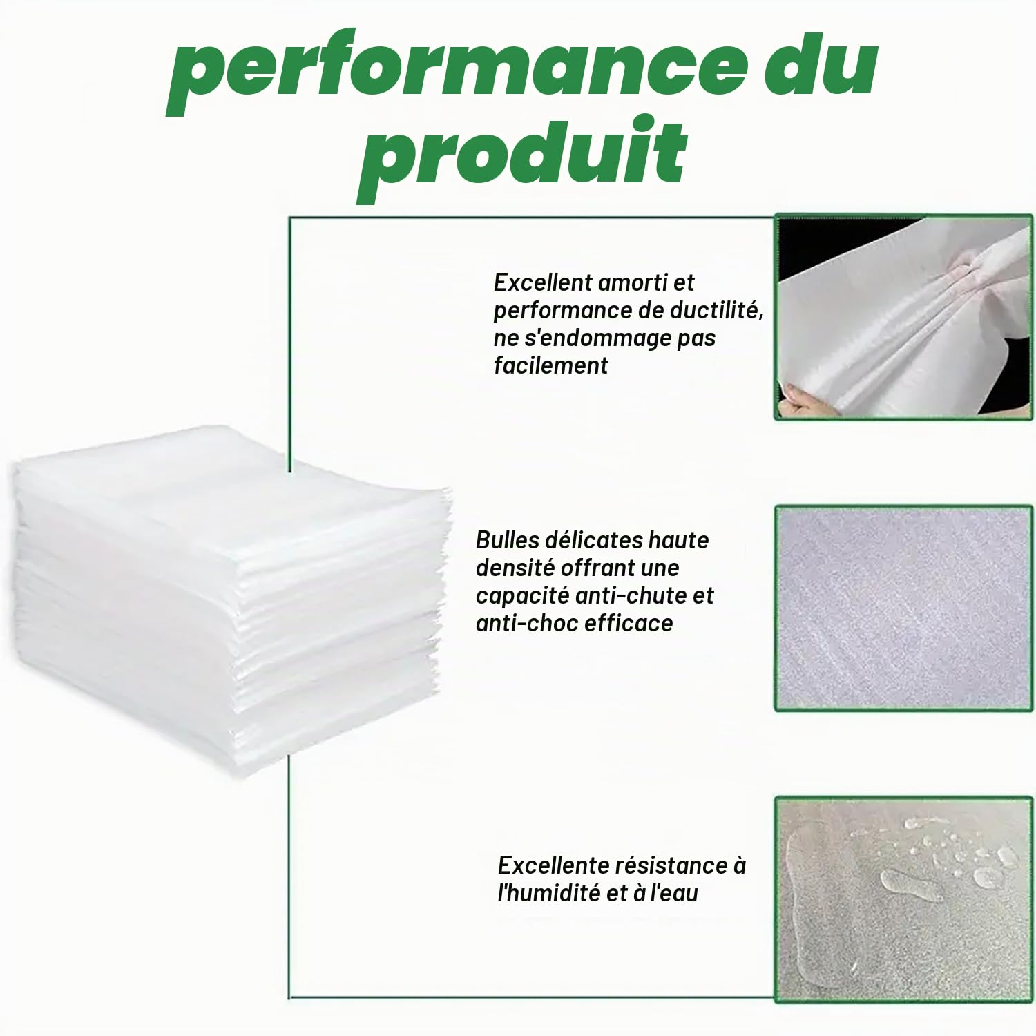 100 pièces feuilles de mousse de coussin, pochettes d'emballage en mousse mobile de 40 x 30 cm, fournitures de déménagement pour l'emballage et la boîte d'expédition pochettes d'emballage