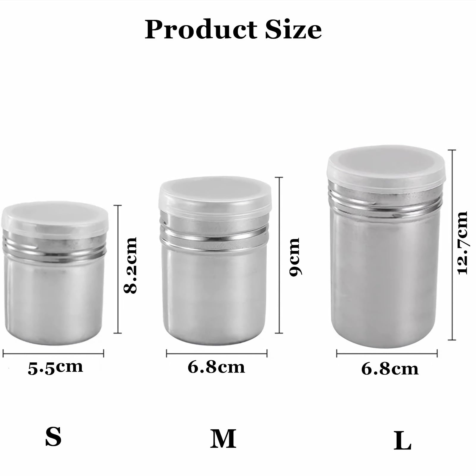 Shakers à Sucre En Inox - Lot De 2 Avec Couvercle | Pour Poudre, Farine, épices | Cuisine Maison Et Pro