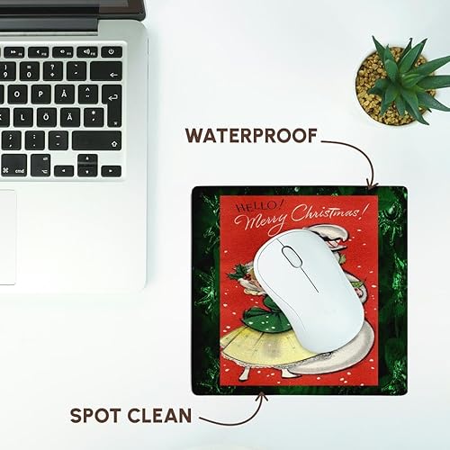 Vista 7 de 3dRose LLC 8 x 8 x 0.25 inches mouse pad chamarra de niña en verde con muñeco de nieve y luces verdes en el árbol fondo (mp _ 172766 _ 1)