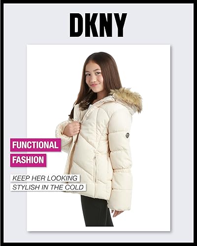 Miniatura 5 de DKNY Chaqueta de invierno para niñas, parka acolchada con burbujas acolchadas, abrigo pesado para niños pequeños, niñas (2T-16)